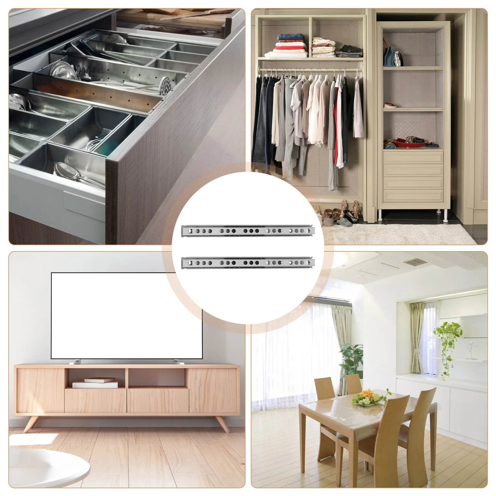 2Pcs Narrow Two Section Ball Bearing Drawer Slides Dual Direction Undermount Glides Mini Short Runners For Trash Close