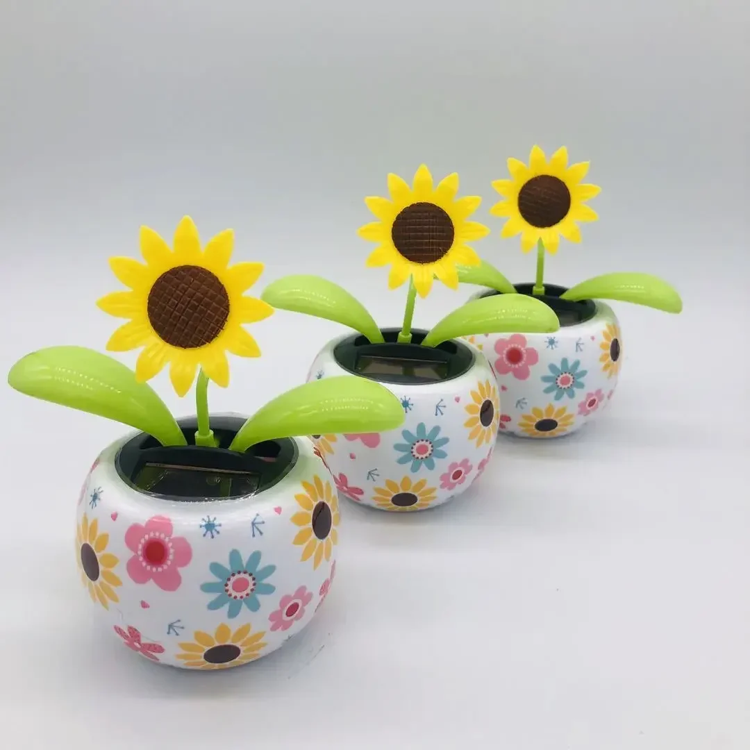 Solar Automatic Swing Solar Flower Car Ornaments Swaying Honey Bee Decoration Accessories Auto Dashboard Solar Energy Dancing