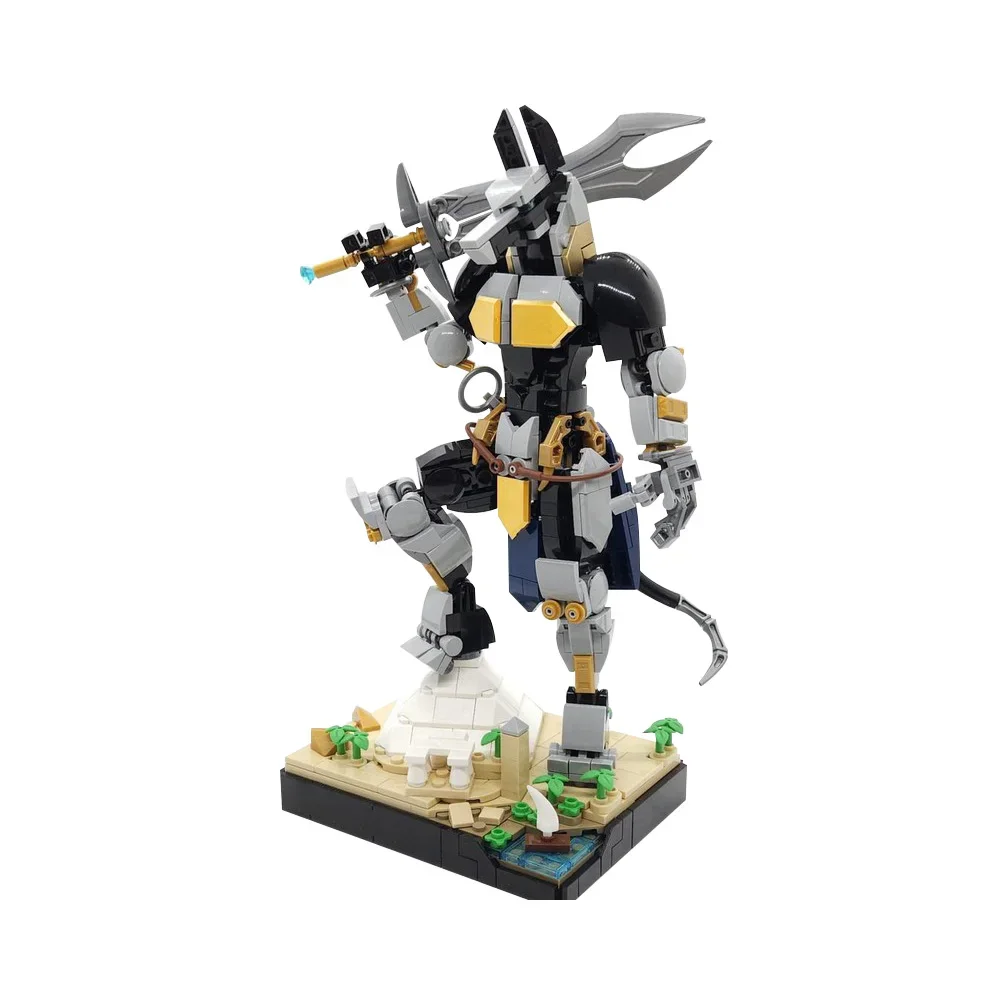 MOC Metal Anubis Mecha Model Building Blocks Egyptian God Desert Death Alpha Dog Action Figure Robot Assembl Bricks Toy Gift