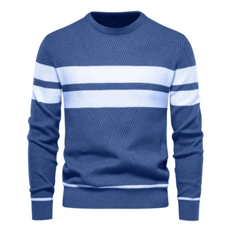 Pull patchwork à manches longues pour hommes, pull décontracté, col rond, haut de luxe, mode automne et hiver, haute qualité, nouveau