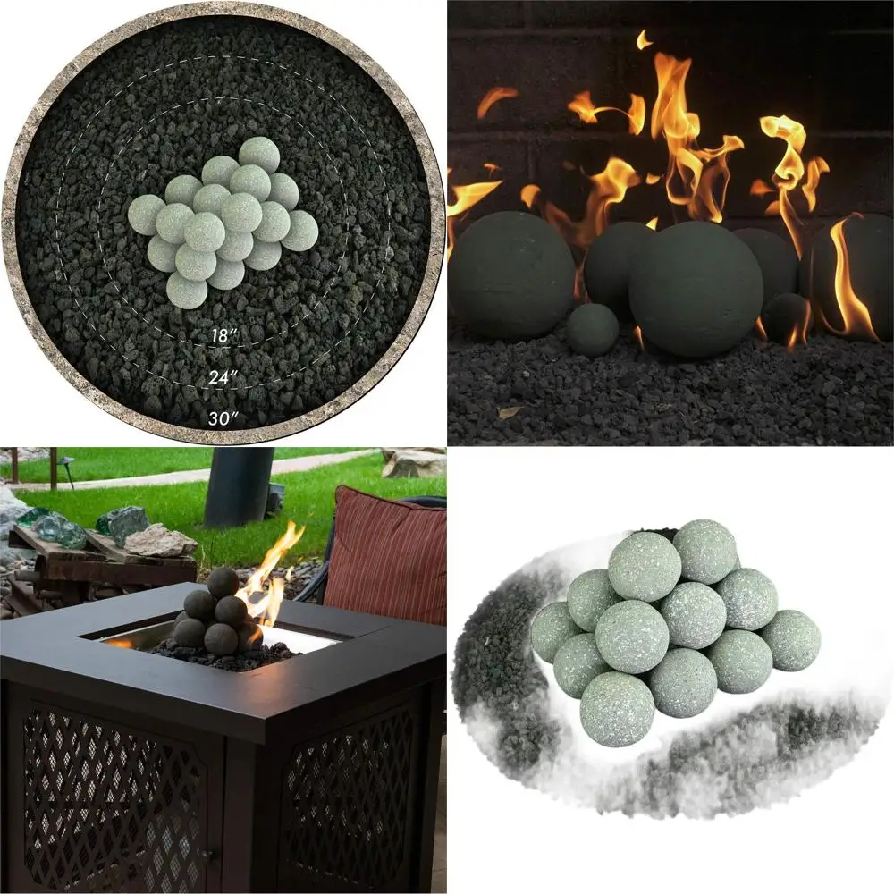 

Набор из 20 керамических огненных шаров | Аксессуары для уличных и домашних очагов | Стиль бетона с эффектом браширования | Серый оловянный, 3