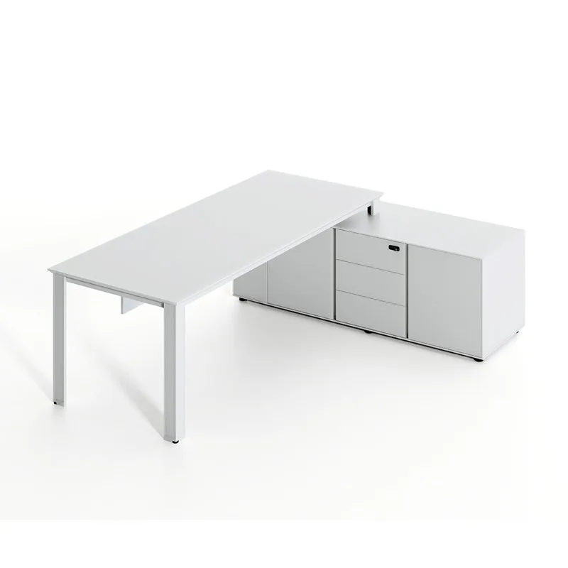 Modern Wooden Height-Adjustable Office Desk with Ergonomic Design Spacious Work Surface Storage Box Drawer for Home Office