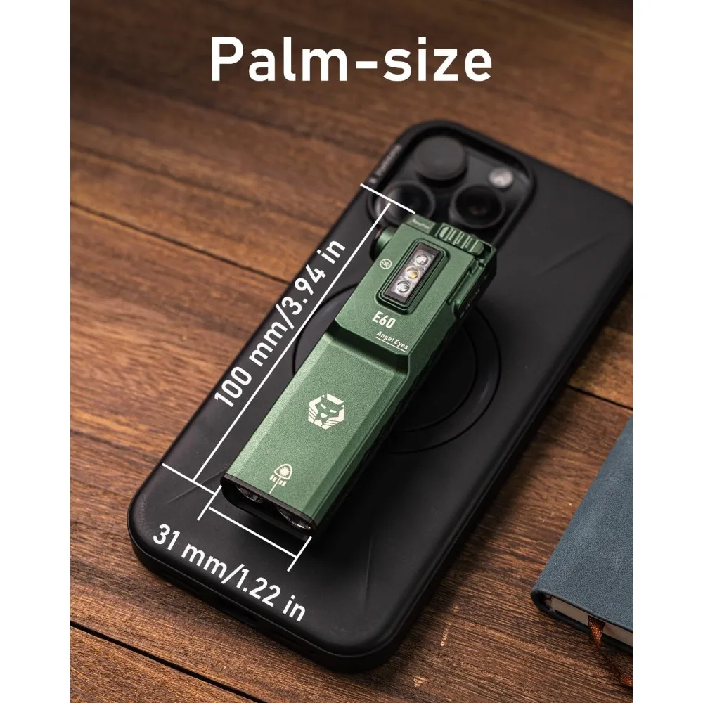 EDC Flashlight 1500 Lumen White Green Beam 365nm UV USB C Rechargeable Triple Sidelight for Outdoor Work Signaling