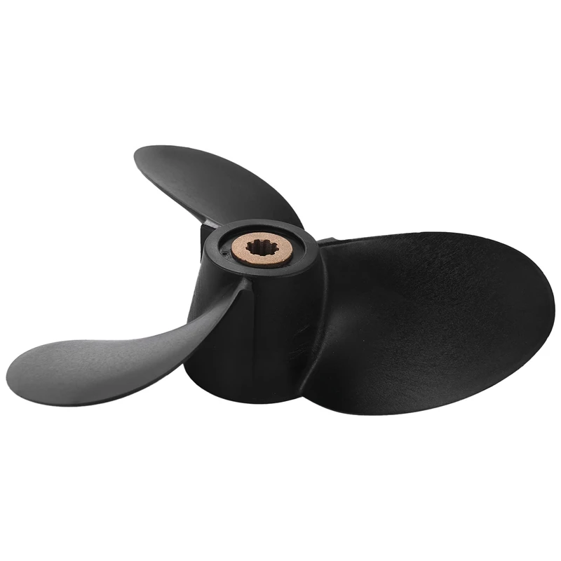 Outboard Propeller 6E0-45941-01-El 7 1/2X8-Ba For Yamaha 4Hp-6Hp Plastic Alloy 3 Blade Black 9 Spline Tooth