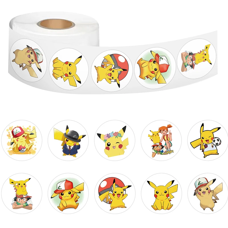 

500pce Diy Pokemon Picachu Cute Cartoon Q Version Sticker J Roll Tape Computer Phone Case Laptop Account Children's Gift