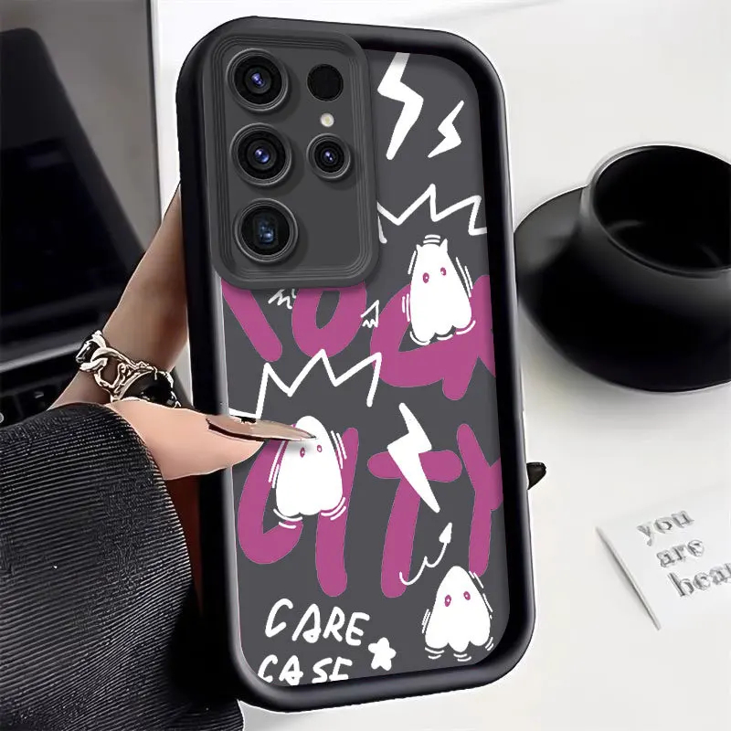 New Creativity Cute Ghost Silicone Case For sumsung S21 S22 S23 S24 Plus FE Ultra A54 A 53 A52 Bumper Lens Soft Protectiou cover