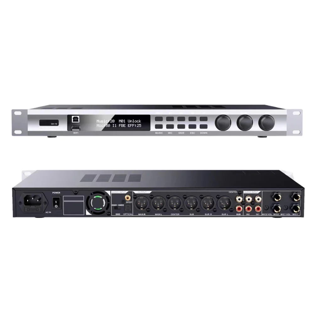 

Профессиональный домашний аудиопроцессор, автоматический процессор тканей, KTV, караоке, Dsp, цифровая аудиопроцессорная система Qh-1s