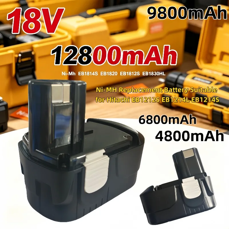 18V 4800-12800mAh Ni-MH Replacement Battery EB1814S EB1820 EB1812S EB1830HL For Hitachi DS18DL DS18DFL Power Tools
