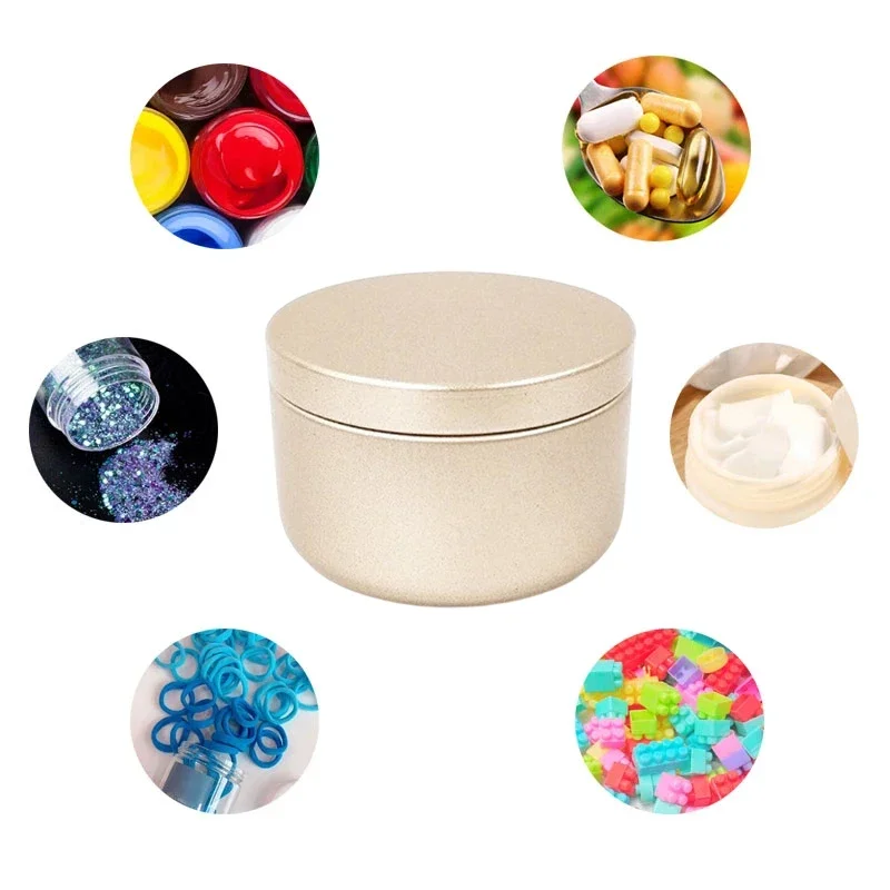 100Pcs 50ml Round Aluminum Candle Jars Travel Portable Empty Tea Tin Pot Colorful Refillable BB Cream Sealed Storage Containers