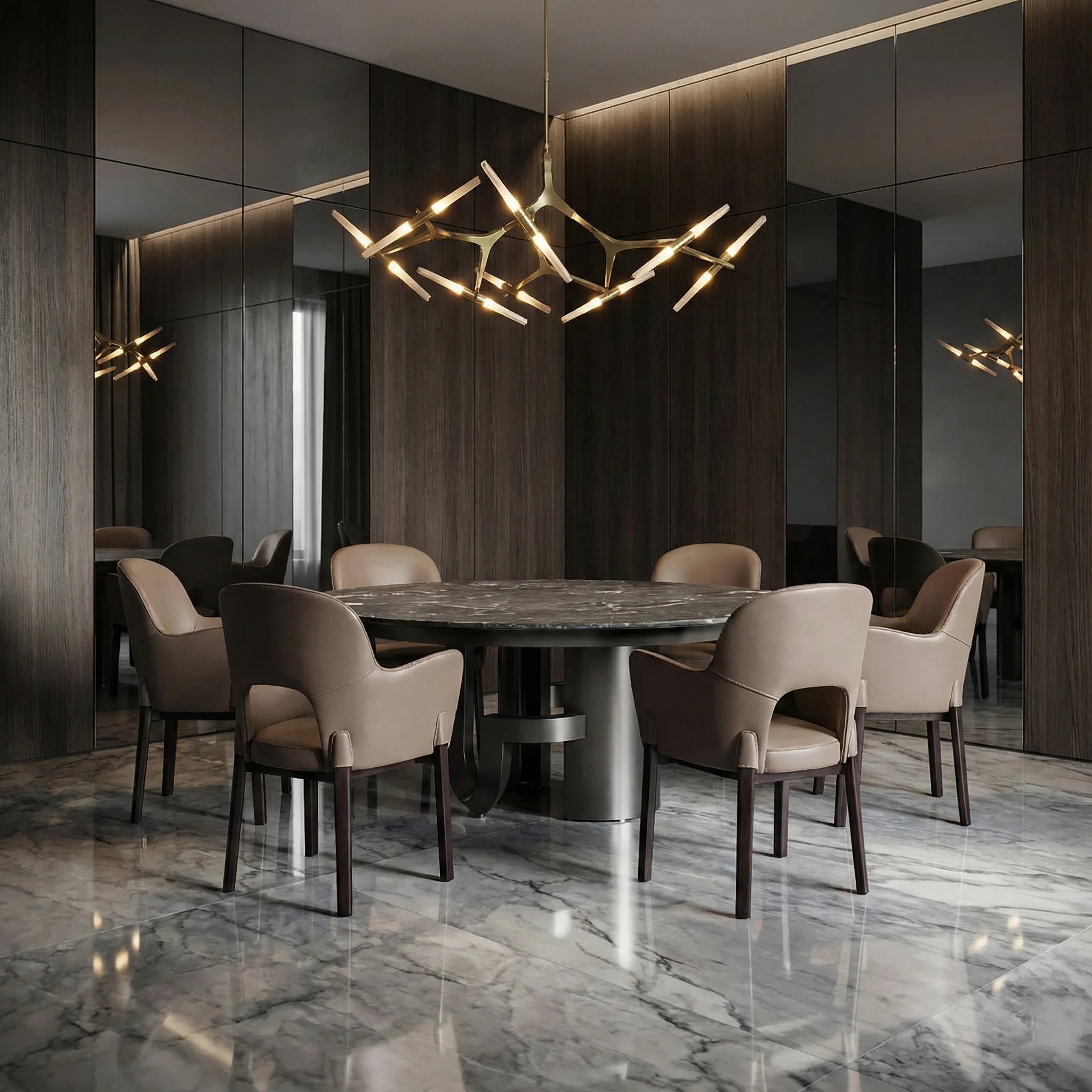 

Круглый обеденный стол с мраморной столешницей на 6 персон с вращающейся подставкой для ресторанов и частных комнат