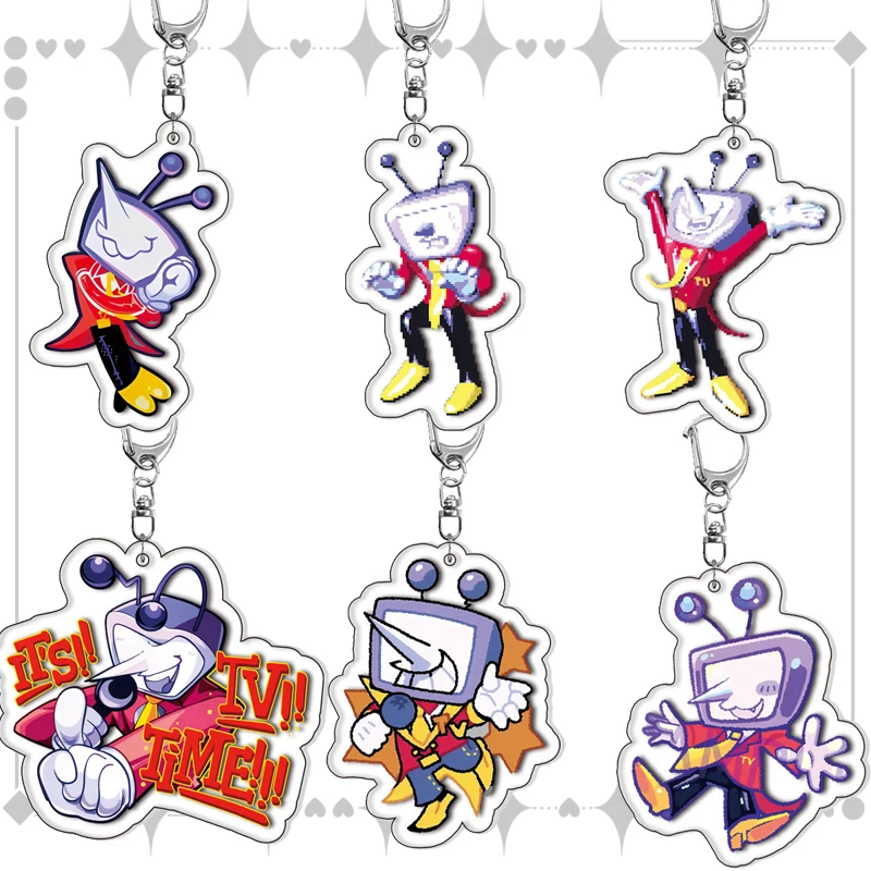 Deltarune Cartoon God Man I Love TV Game Figure Acrylic Keychain Bag Pendant Pixels Exquisite Keyring Student Birthday Gift