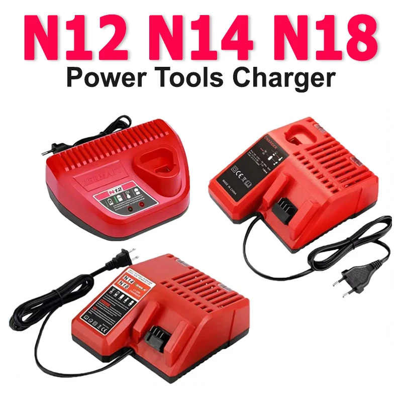 

N12 N14 N18 Li-ion Battery Charger for Milwaukee 12 V 14.4V 18V C1418C 48-11-1815/1828/1840 Series Power Tool Charger EU/US Plug