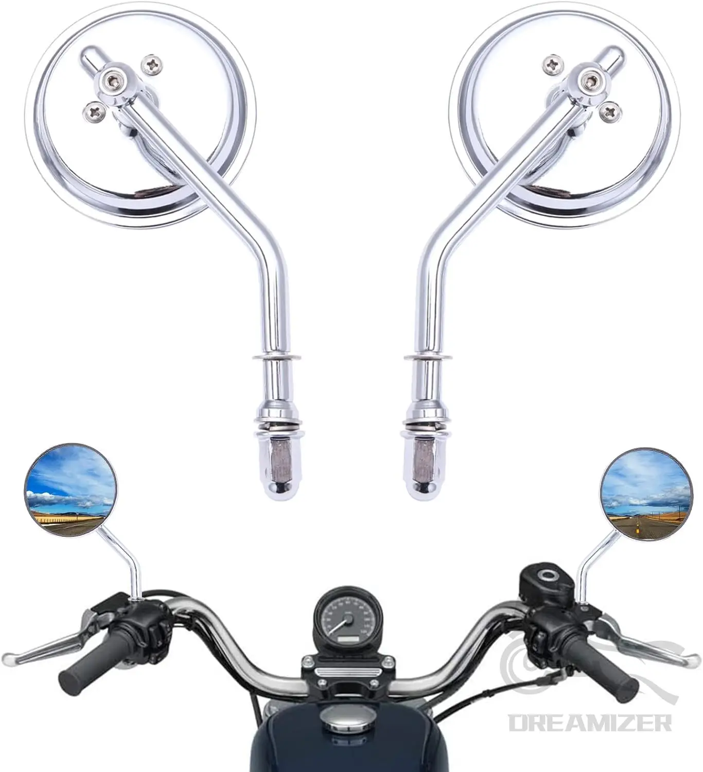 

Мотоциклетные зеркала в стиле ретро, 2 шт., 8 мм, для Harley Sportster Davidson Ryca Softail, для Dyna 3 дюйма, круглое боковое зеркало заднего вида на руль