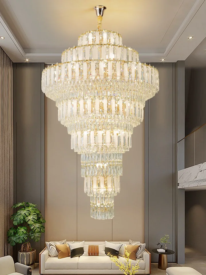 Large Crystal Chandelier American Modern Gold Chandelier Lights Fixture European Luxury Big Pendant Lamps Home Villa Lamparas