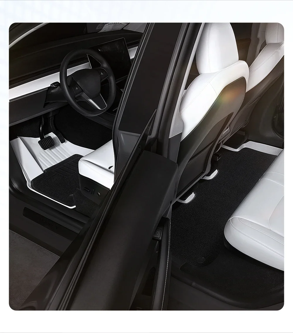 YZ TPE Weiße Fußmatten für Tesla Model Y 3 Highland Juniper Vollständig Umgebende Bodenmatten Kofferraummatte Wasserdicht Rutschfester Teppich – Detail 5