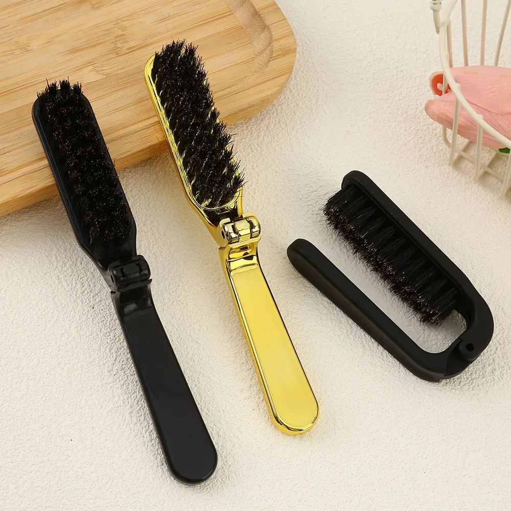 Salon Beard Men Bristle Hair Brush Barber Shaving Brush Foldable Handle Pocket Male Beard Hairbrush Mustache Combs Styling Tool