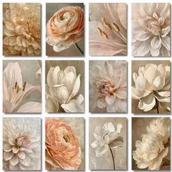 Vintage Flower Magnolia Peony Tulips Fresh Plant Painting on Canvas Poster and Print Minimalist Wall Art Pictures Home Decor