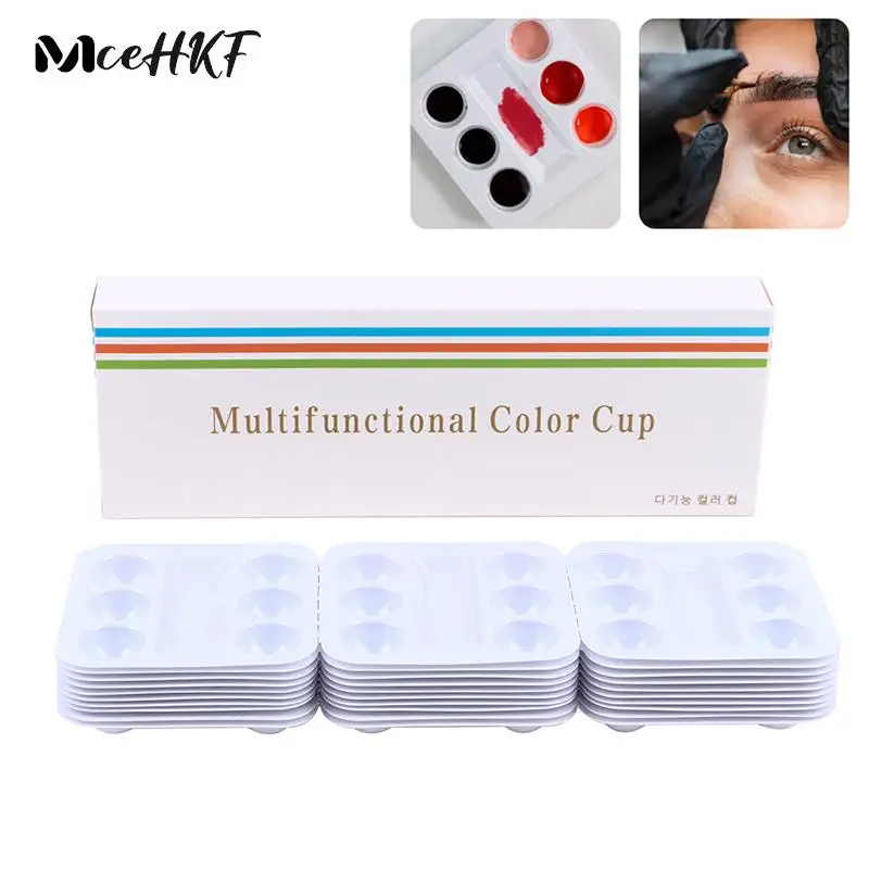 

30pcs/box Tattoo Ink Tray Tattoo Ink Palet Disposable White Plastic Pigment Tray Color Palette Holder Adhesive ink Tray Holders