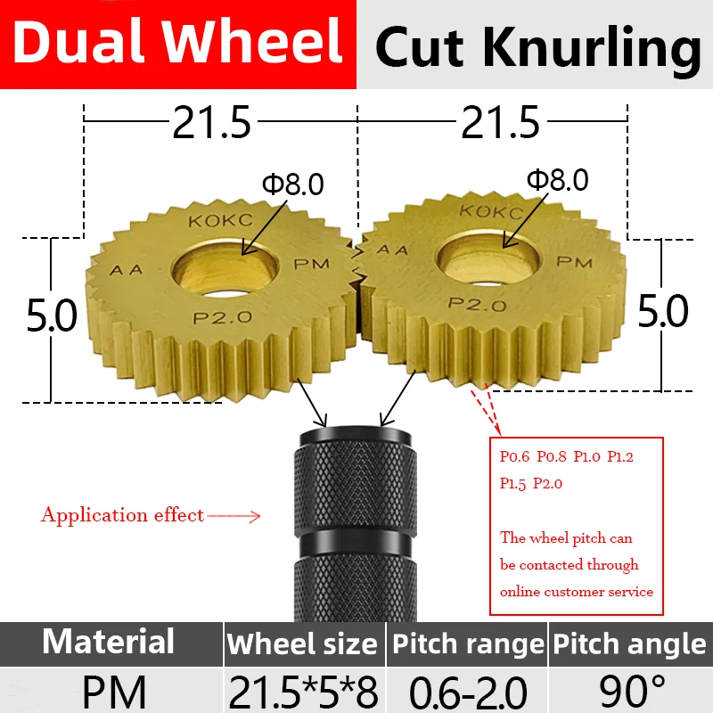 Square diamond pattern 25*6*8 21.5*5*8 BR15° AA90° Cut Knurling Tools wheel KOKC For CNC Lathe feeding