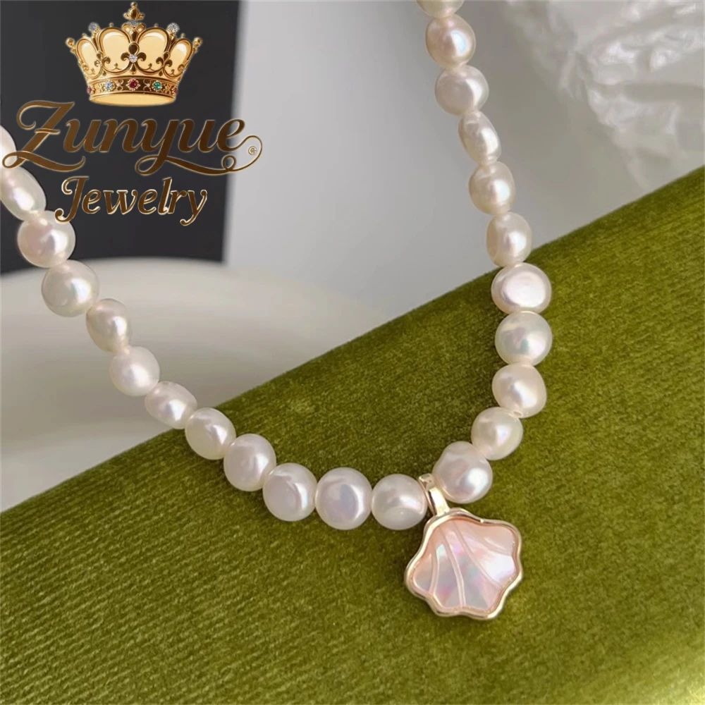 

Ожерелье из натурального пресноводного жемчуга в стиле барокко, универсальное ожерелье с подвеской на ключице, лидер продаж, модные ювелирные изделия, подвески