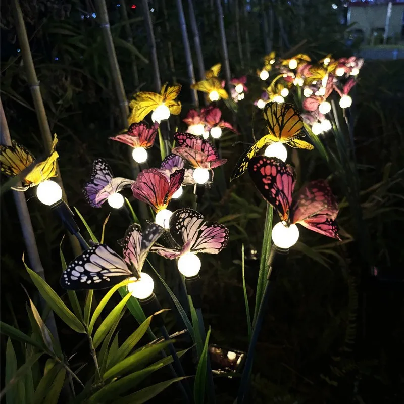 Solar Butterfly Garden Stake Lights Waterproof Warm White LED Butterfly Decorative Lights Solar Powered Garden Landscape Lamps