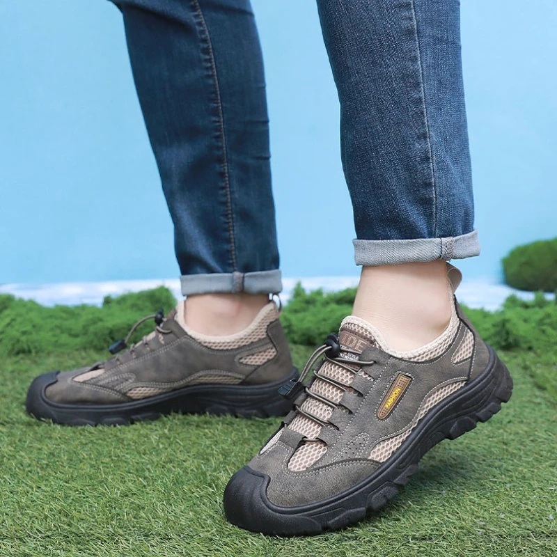 

Mesh Men's Casual Sneakers Summer Lightweight Breathable Hiking Shoes Outdoor Non-slip Wear-resistant Beach Shoe Tenis Masculino