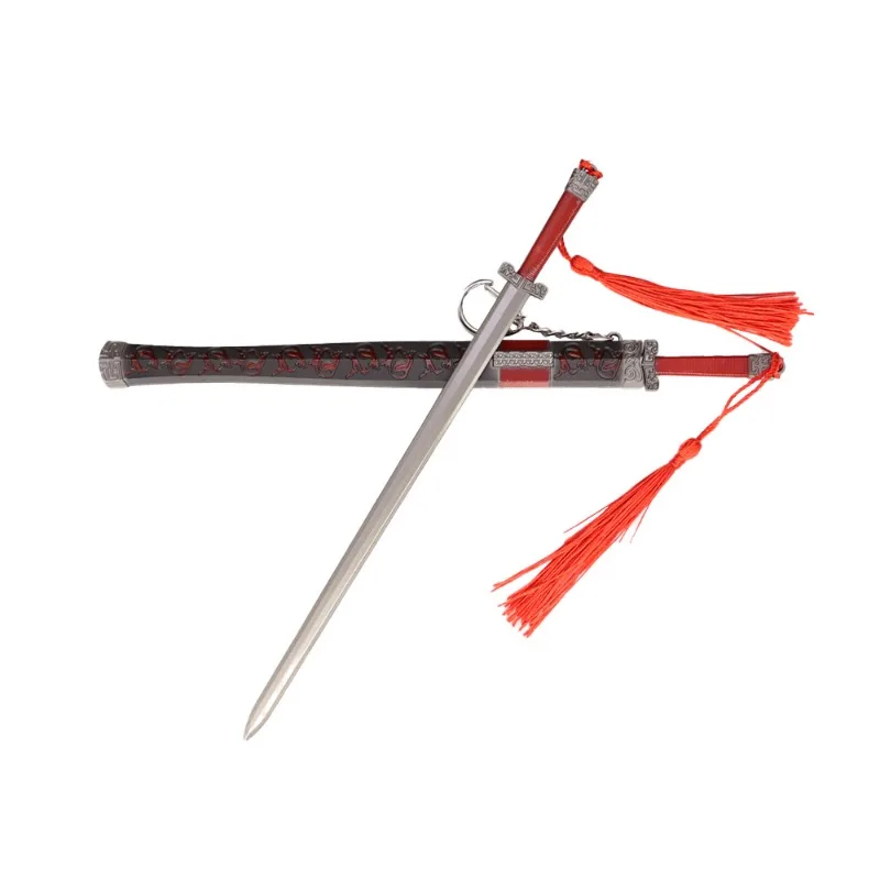 22 سنتيمتر/8.66in الحرف اليدوية المعدنية الأسلحة الصغيرة القديمة ليو باي مزدوجة شفرات السيف غمد الحلي مجموعات شاشات سطح المكتب