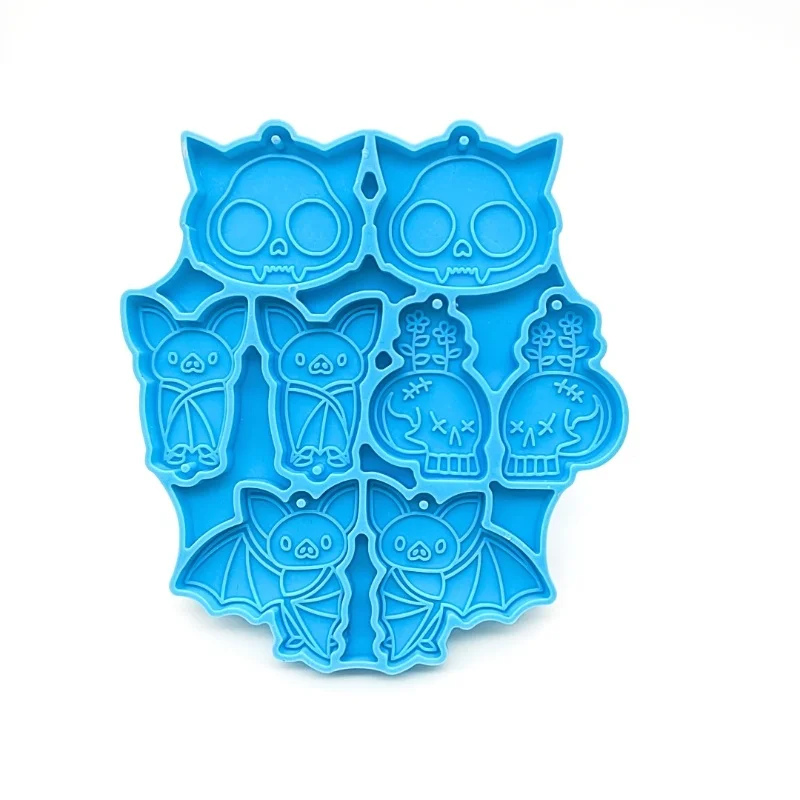 DIY Halloween Bat Earrings Collection Silicone Mold Handmade Decoration Keychain Pendant Epoxy Resin Mold Cake Flip Sugar Baking