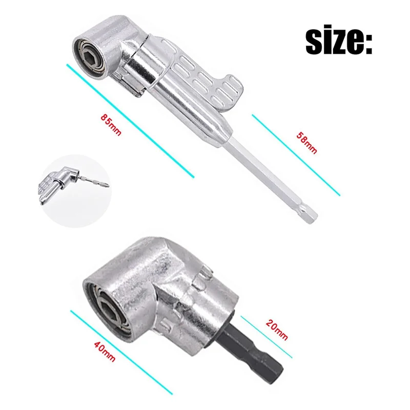 ABLU-105 Degree Right Angle Drill Adapter,Corner Angled Screwdriver, 1/4In Hex Shank Driver Angle Drill Attachment (4PCS Set)