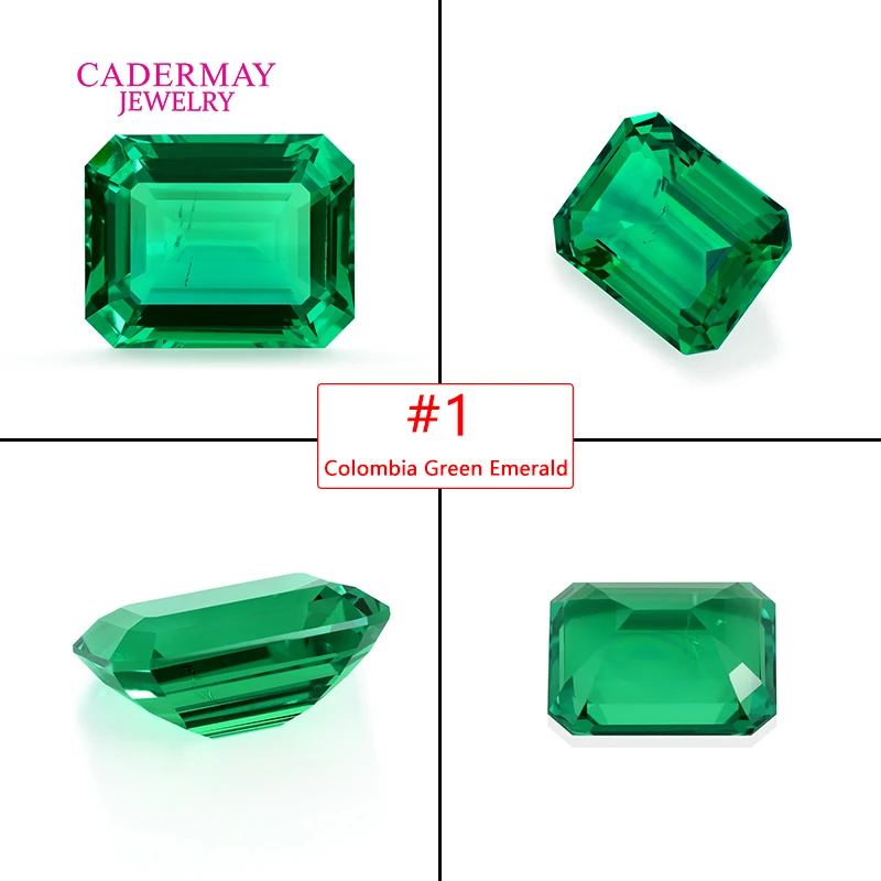 9 ألوان كولومبيا/زامبيا/موزو الأخضر الزمرد الحراري المائي كريم شفاف مختبر نمت الزمرد أحجار كريمة مفكوكة لصنع المجوهرات #2