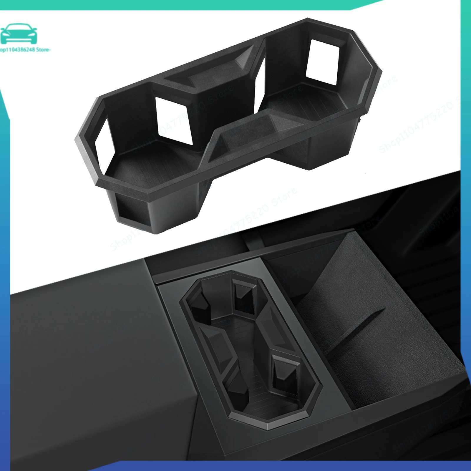 

For Tesla Cybertruck 2024 2025 2026 Water Cup Holder Storage Box Silicone Shock-Absorbing Central Tidying Car Accessories
