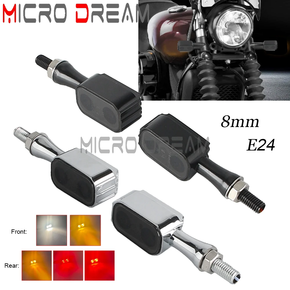 Smoke Lens Front Rear Mini Turn Signal Lights 3 in 1 Motorcycle Mini LED Turn Signals Brake Tail Lamp DRL For Honda Suzuki