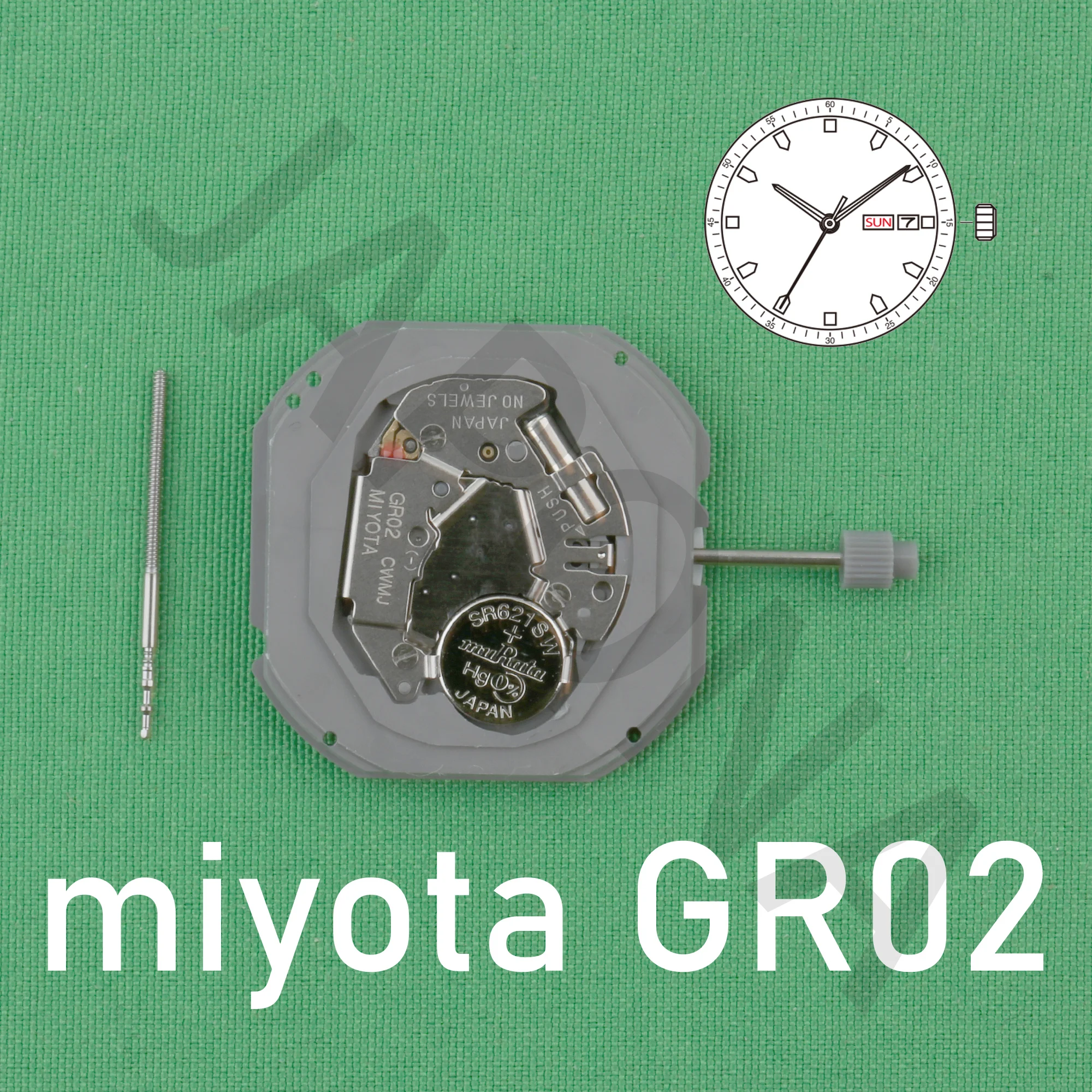 ميوتا حركة ضئيلة مع عرض اليوم والتاريخ ، 3 الأيدي يوم/تاريخ ، GR02 ، اليابانية والإنجليزية