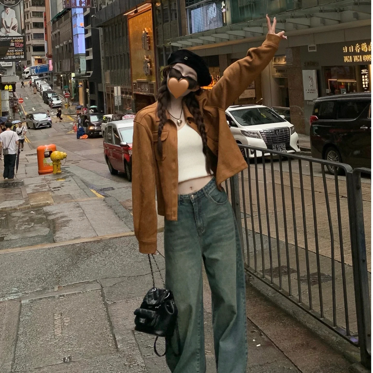 2025 New Suede ort Jaet Women's Sli Collar Flip Brown Leather Coat Versatile Quali Inner Polyester Stand Fit Winter