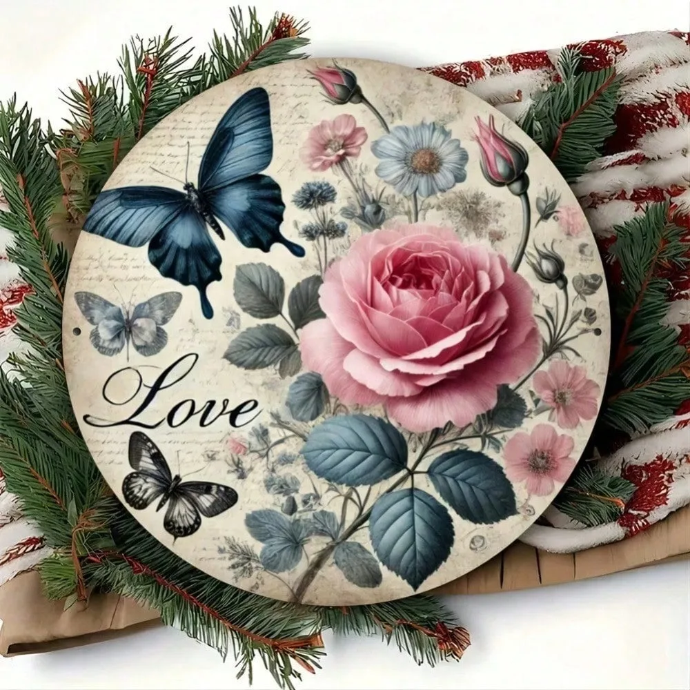 

Vintage Metal Butterfly Wall Art Floral Iron Sign Home Decor Rustic Gift Housewarming