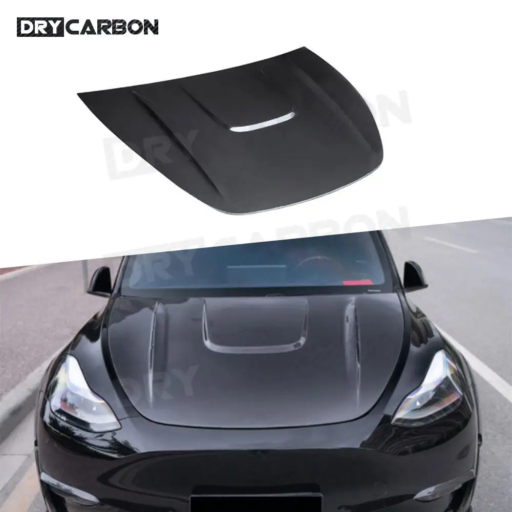 

Carbon Fiber Car Front Engine Hood Body Kits Guard For Tesla Model Y Car Engine Bonnet Hood Cover Parts Accessories