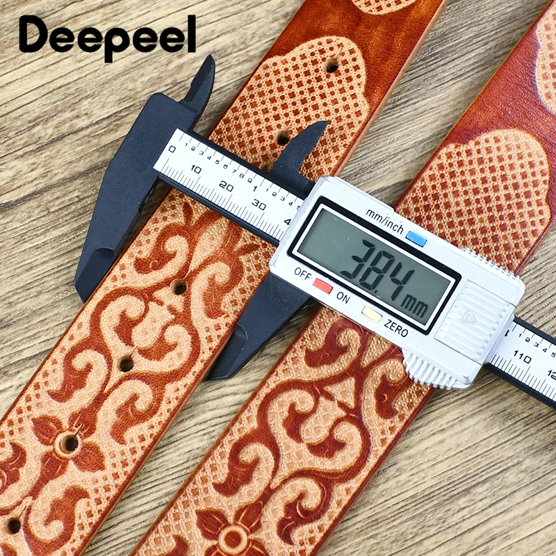 1Pc Deepeel 3.8 * 110-125cm Tłoczony pasek z prawdziwej skóry Pierwsza warstwa skóry bydlęcej Męski projektant Bezgłowy Rzemiosło Paski dla dorosłych — zdjęcie 4