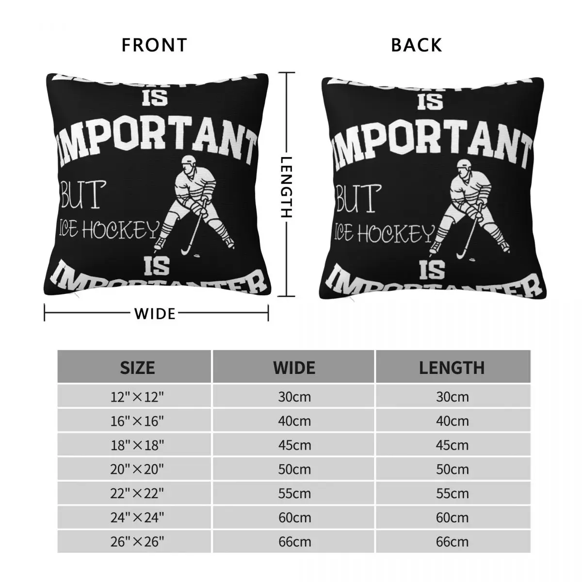 Education Is Important But Ice Hockey Is Importanter Square Pillowcase Pillow Cover Cushion Zip Throw Pillow for Home Sofa