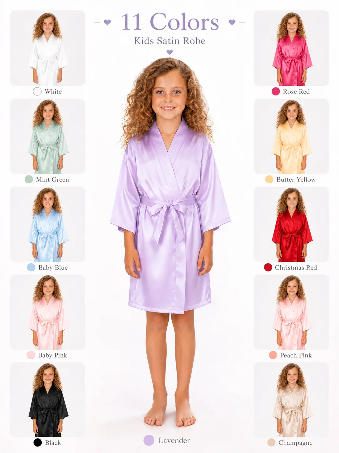 Girls Satin Robe Soft Silk Solid Color Kimono Bathrobe Summer Sleepwear Pajamas Dressing Gown for Lounge Wear