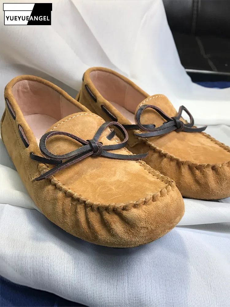 

Korean Style Pigskin Women Flats Butterfly Knot Soft Sole Slip-On Loafers Spring Autumn Shallow Shoes Genuine Leather Footwear