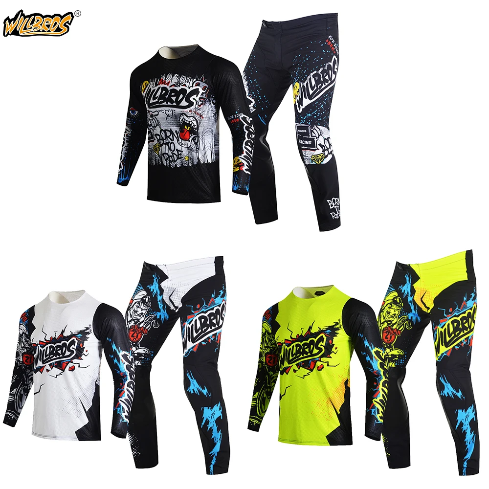 

Willbros Youth MX Motocross Jersey and Pants Combo Racing Children Dirt Bike Riding Boy's Girl's Race MTB Enduro Gear Set