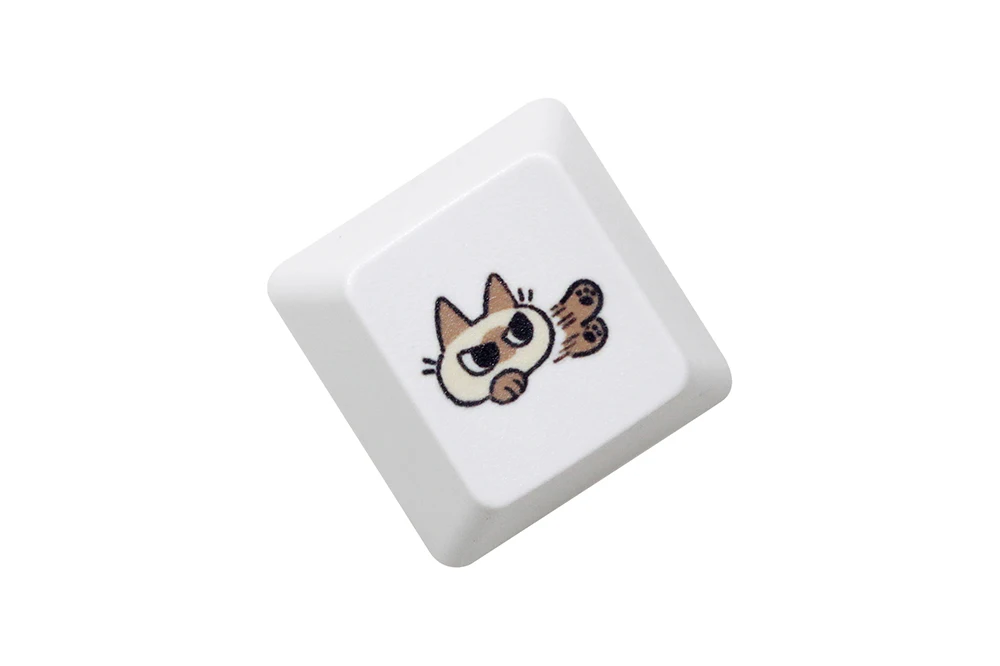 Cute Little Siamese cat Keycap Kitty Meme Keycap Dye Subbed keycaps for mx stem Gaming Mechanical Keyboards White