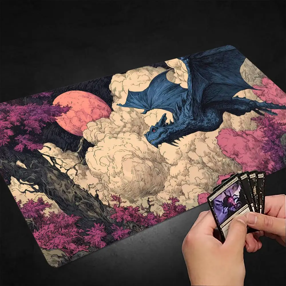 

Игровой коврик Magic: The Gathering «Таинственный Красный Лунный Месяц и Дракон» с прошитыми краями, нескользящий, прочный, для настольных игр и TCG