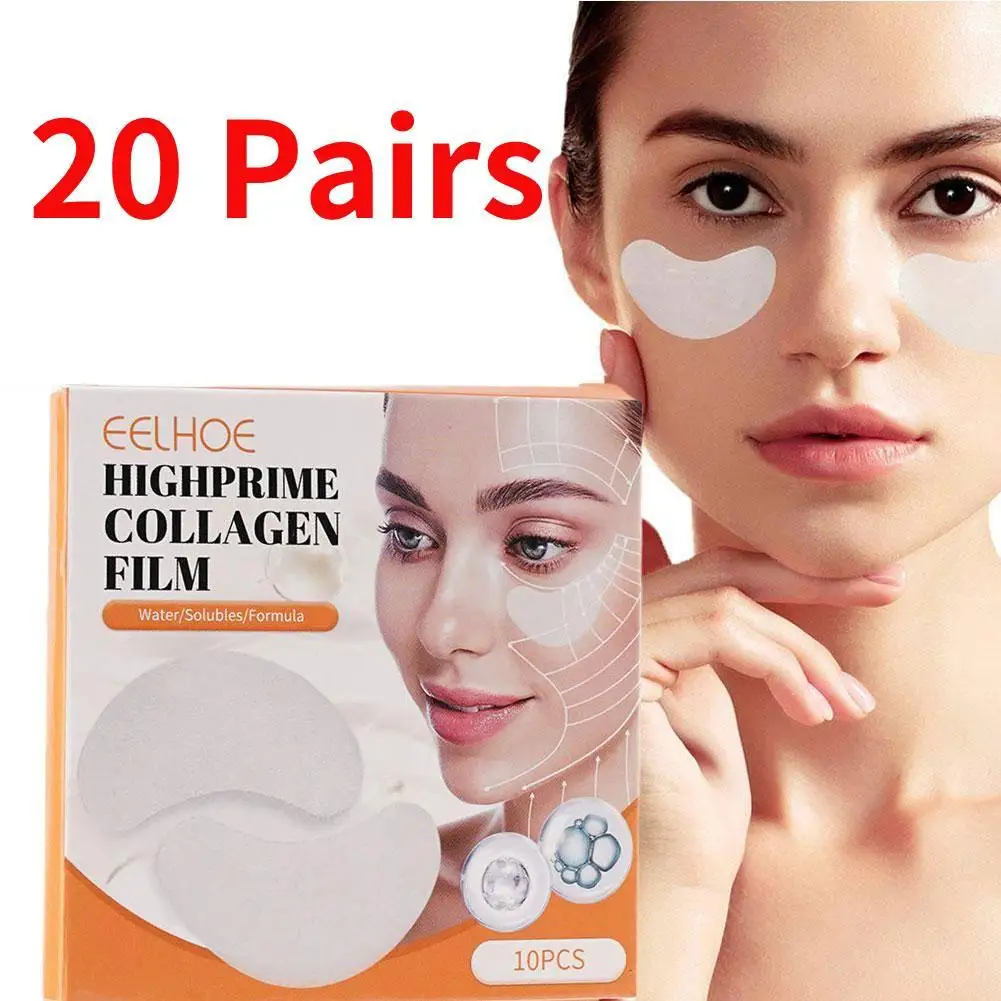 

20pairs Collagen Soluble Film Eye Zone Mask Vitamin Patches Hyaluronic Acid Moisturizing Firming Face Película Ocular