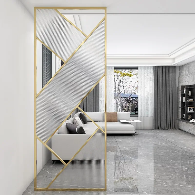 for Ultra-white Changhong Glass Partition Wall Modern Simple Office Living Room Entrance Metal Stainless Steel Screen