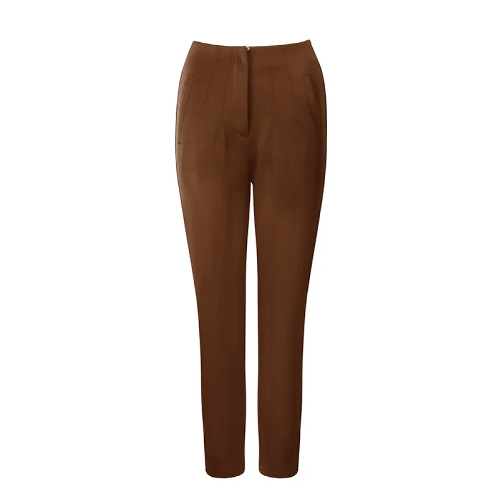 High Waisted Cropped Trousers Chic Ladies Slimming Pencil Pants Stretchy Casual Work Bottoms Elegant Solid Color Streetwear