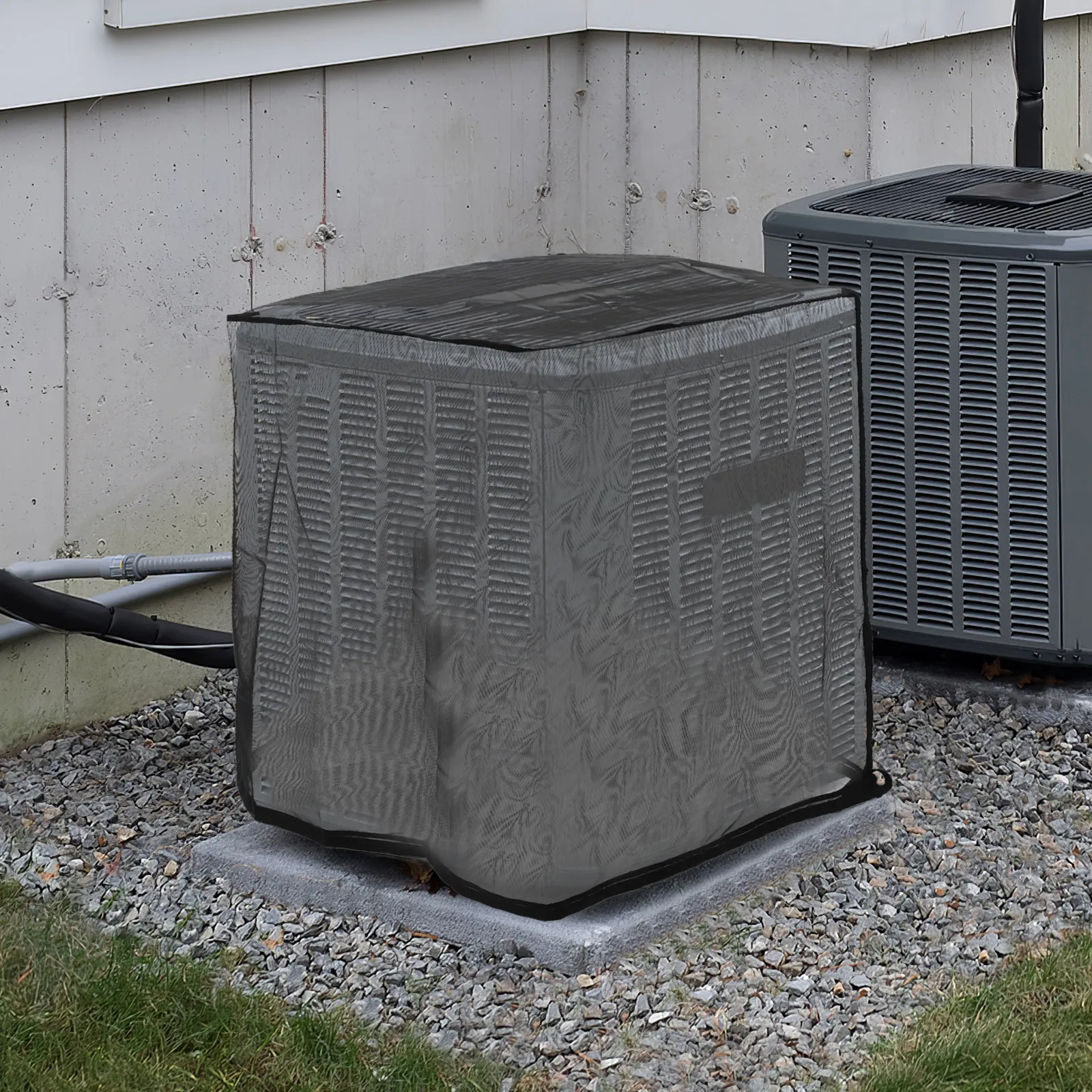 

Черный сетчатый чехол для кондиционера, полностью дышащий, для наружного применения, защитный экран от листьев и мусора для центрального кондиционера, 80x80x90 см, водонепроницаемый