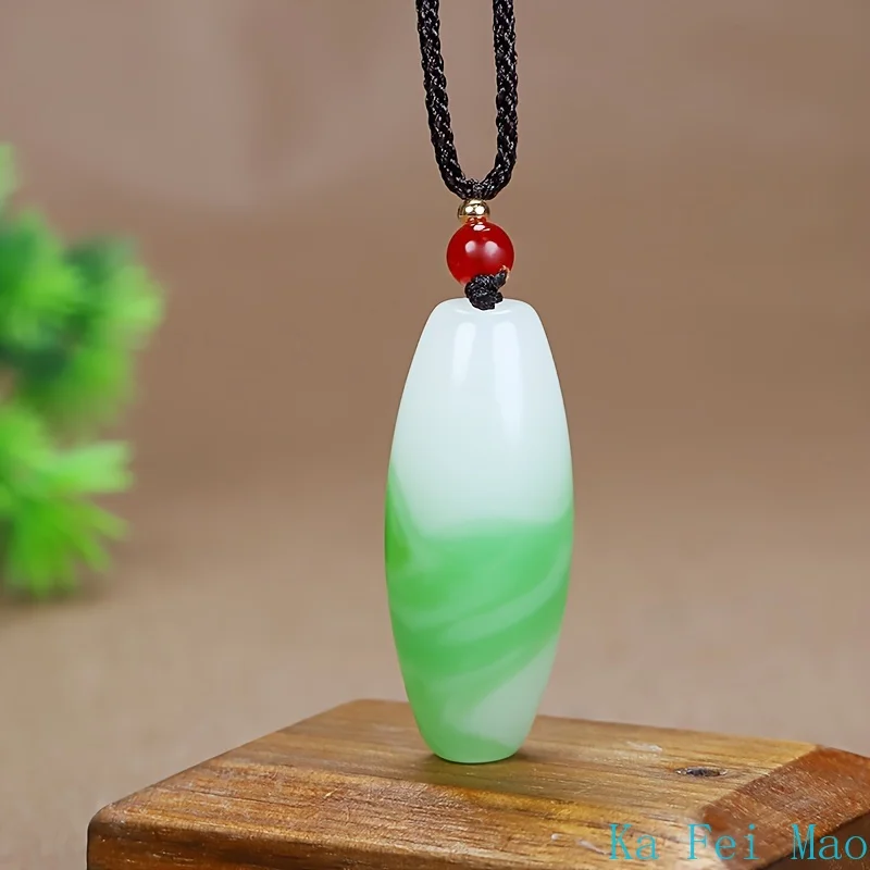 1pc Genuine Jade Pendant Fashion Casual Charm Green Hand-polished Feng Shui Peace Men and Women Jade Necklace Holiday Gift