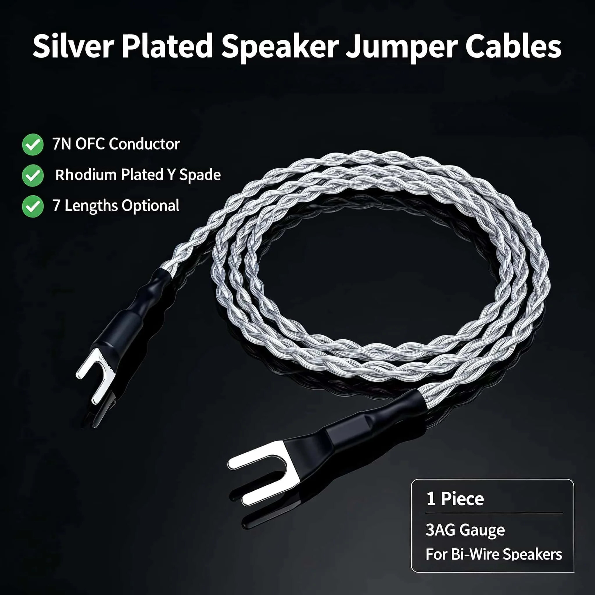 Hi-End 3AG OFC versilbertes Jumper-Kabel, LP-Vinyl-Phono-Verstärker-Massekabel, versilberter Y-Stecker, HIFI-Brückenkabel