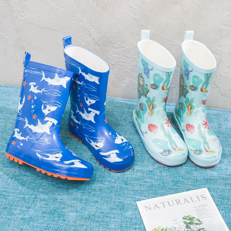 Spring Children Rain Boots Autumn Winter Warm Baby Boots Boys Girls Shoes PVC Soft Waterproof Cartoon Kids Ankle Boots SYC002